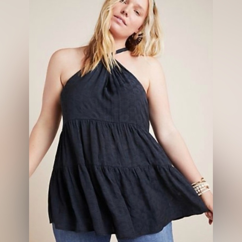 Anthropologie Dark Blue Halter Blouse - Picture 2 of 16